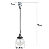 TK3471 - IP Black(Ion Plating) Stainless Steel Earrings with Synthetic Pearl in White - Alamode - Flyclothing LLC