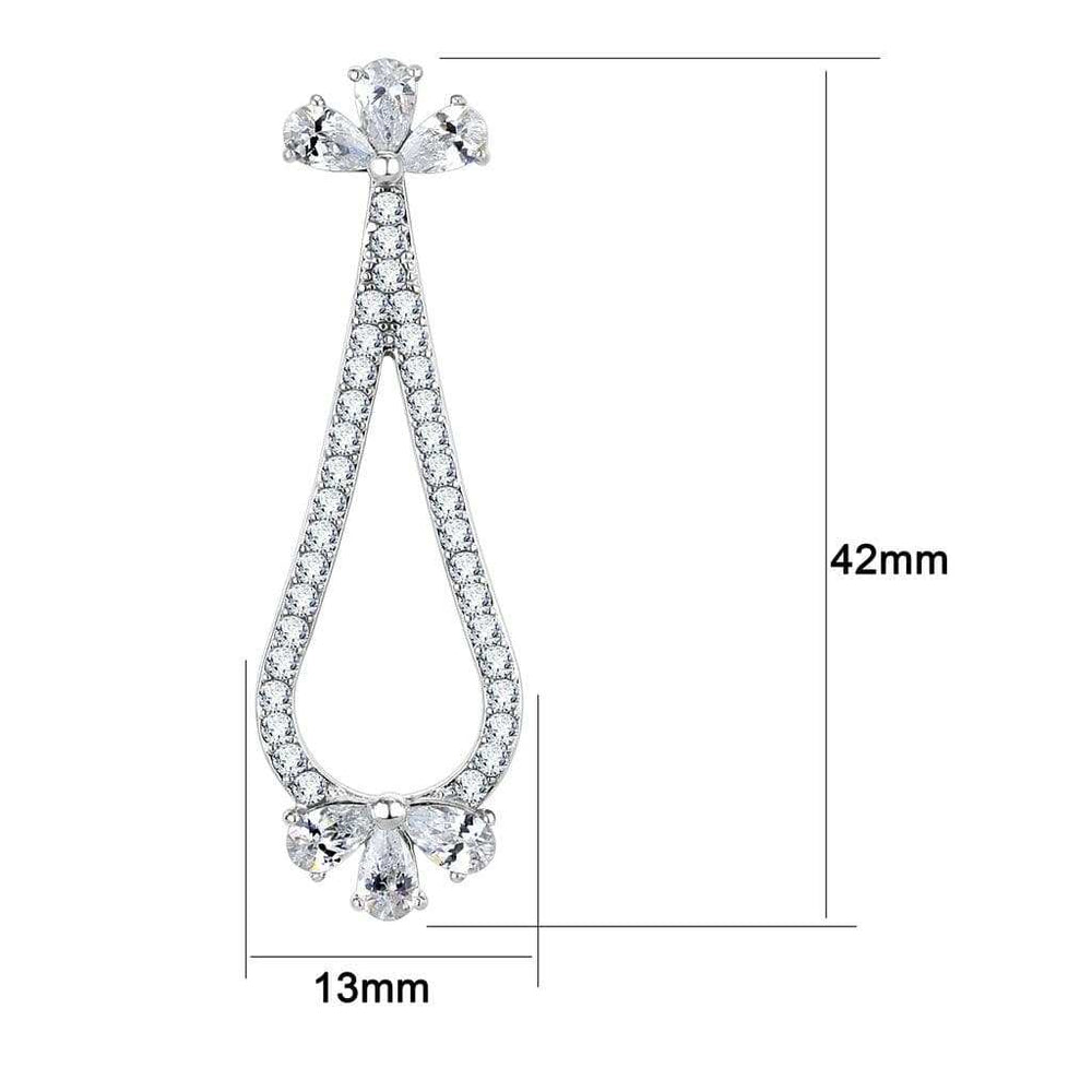 TK3473 - High polished (no plating) Stainless Steel Earrings with AAA Grade CZ in Clear - Alamode - Flyclothing LLC
