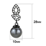 TK3483 - IP Black(Ion Plating) Stainless Steel Earrings with Synthetic Pearl in Gray - Alamode - Flyclothing LLC