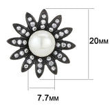 TK3484 - IP Black(Ion Plating) Stainless Steel Earrings with Synthetic Pearl in White - Alamode - Flyclothing LLC