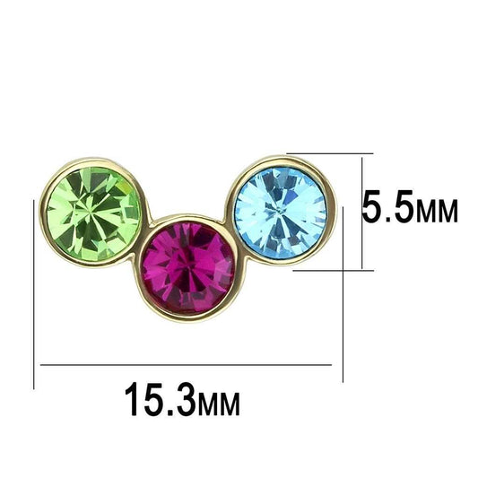 TK3492 - IP Gold(Ion Plating) Stainless Steel Earrings with Top Grade Crystal in Multi Color - Alamode - Flyclothing LLC