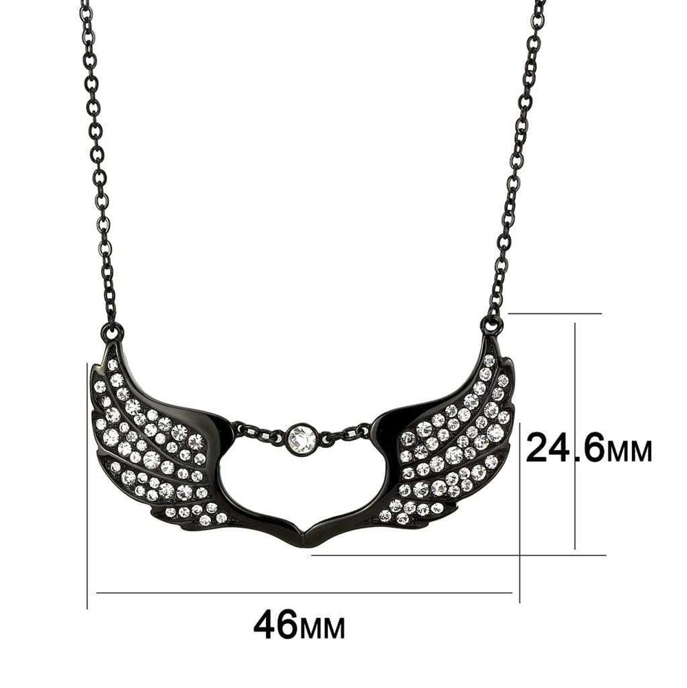 TK3496 - IP Black(Ion Plating) Stainless Steel Necklace with Top Grade Crystal in Clear - Alamode - Flyclothing LLC