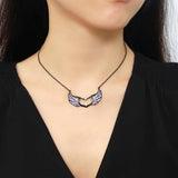 TK3496 - IP Black(Ion Plating) Stainless Steel Necklace with Top Grade Crystal in Clear - Alamode - Flyclothing LLC