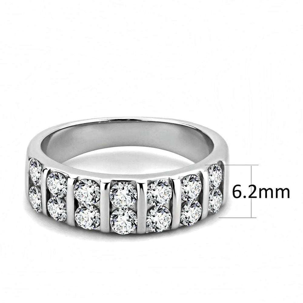 TK3504 - High polished (no plating) Stainless Steel Ring with AAA Grade CZ in Clear - Alamode - Flyclothing LLC