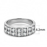 TK3504 - High polished (no plating) Stainless Steel Ring with AAA Grade CZ in Clear - Alamode - Flyclothing LLC