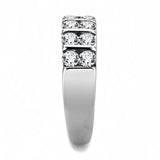 TK3504 - High polished (no plating) Stainless Steel Ring with AAA Grade CZ in Clear - Alamode - Flyclothing LLC