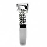 TK3505 - High polished (no plating) Stainless Steel Ring with AAA Grade CZ in Clear - Alamode - Flyclothing LLC