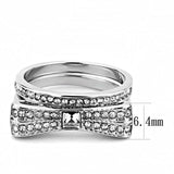 TK3506 - High polished (no plating) Stainless Steel Ring with Top Grade Crystal in Clear - Alamode - Flyclothing LLC