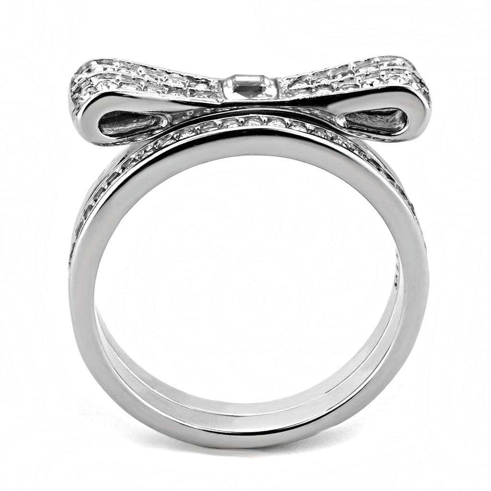 TK3506 - High polished (no plating) Stainless Steel Ring with Top Grade Crystal in Clear - Alamode - Flyclothing LLC