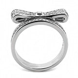 TK3506 - High polished (no plating) Stainless Steel Ring with Top Grade Crystal in Clear - Alamode - Flyclothing LLC