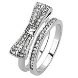 TK3506 - High polished (no plating) Stainless Steel Ring with Top Grade Crystal in Clear - Alamode - Flyclothing LLC