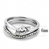 TK3507 - High polished (no plating) Stainless Steel Ring with AAA Grade CZ in Clear - Alamode - Flyclothing LLC