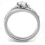 TK3507 - High polished (no plating) Stainless Steel Ring with AAA Grade CZ in Clear - Alamode - Flyclothing LLC