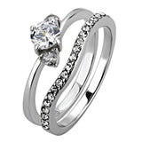TK3507 - High polished (no plating) Stainless Steel Ring with AAA Grade CZ in Clear - Alamode - Flyclothing LLC