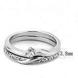 TK3508 - High polished (no plating) Stainless Steel Ring with AAA Grade CZ in Clear - Alamode - Flyclothing LLC