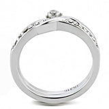 TK3508 - High polished (no plating) Stainless Steel Ring with AAA Grade CZ in Clear - Alamode - Flyclothing LLC