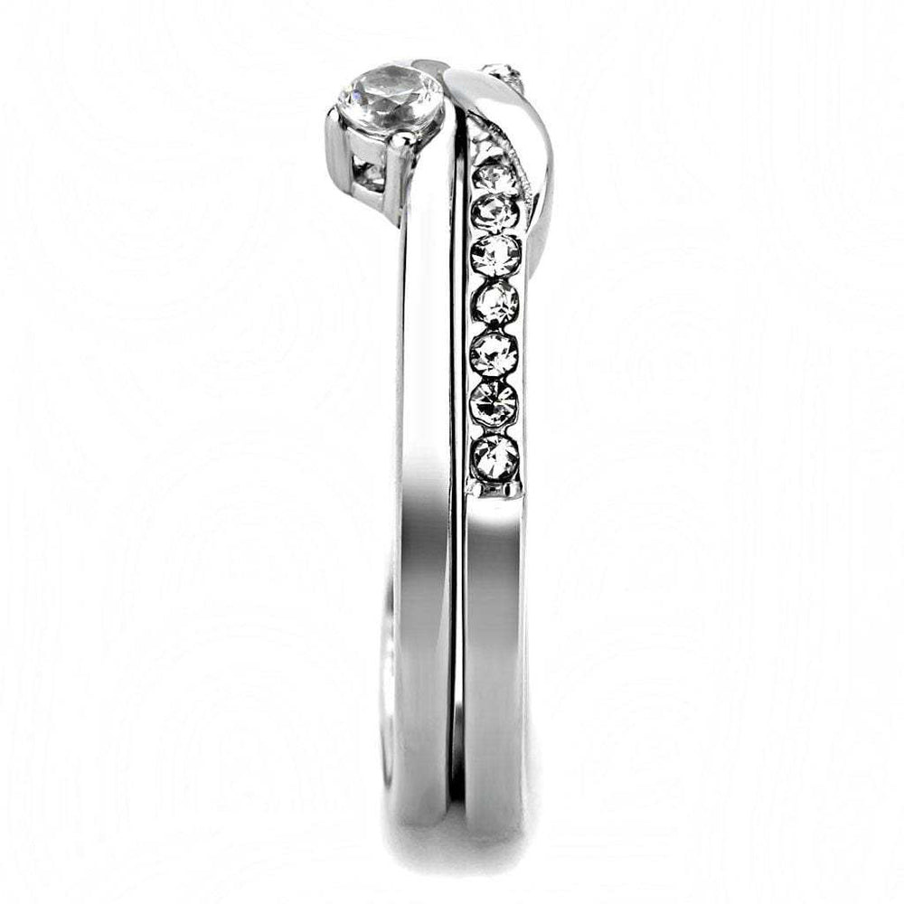 TK3508 - High polished (no plating) Stainless Steel Ring with AAA Grade CZ in Clear - Alamode - Flyclothing LLC
