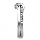TK3508 - High polished (no plating) Stainless Steel Ring with AAA Grade CZ in Clear - Alamode - Flyclothing LLC