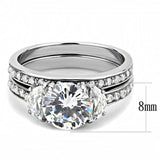 TK3509 - High polished (no plating) Stainless Steel Ring with AAA Grade CZ in Clear - Alamode - Flyclothing LLC