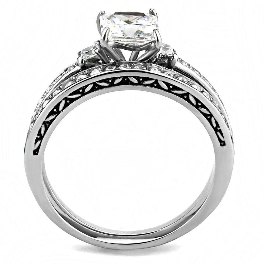 TK3510 - High polished (no plating) Stainless Steel Ring with AAA Grade CZ in Clear - Alamode - Flyclothing LLC