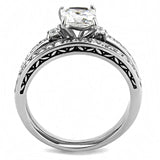 TK3510 - High polished (no plating) Stainless Steel Ring with AAA Grade CZ in Clear - Alamode - Flyclothing LLC