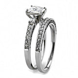 TK3510 - High polished (no plating) Stainless Steel Ring with AAA Grade CZ in Clear - Alamode - Flyclothing LLC