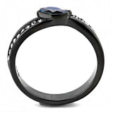 TK3511 - IP Light Black (IP Gun) Stainless Steel Ring with AAA Grade CZ in Sea Blue - Alamode - Flyclothing LLC