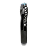 TK3511 - IP Light Black (IP Gun) Stainless Steel Ring with AAA Grade CZ in Sea Blue - Alamode - Flyclothing LLC