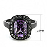 TK3512 - IP Black(Ion Plating) Stainless Steel Ring with AAA Grade CZ in Amethyst - Alamode - Flyclothing LLC