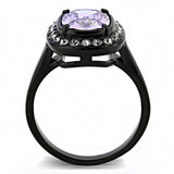 TK3512 - IP Black(Ion Plating) Stainless Steel Ring with AAA Grade CZ in Amethyst - Alamode - Flyclothing LLC
