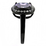 TK3512 - IP Black(Ion Plating) Stainless Steel Ring with AAA Grade CZ in Amethyst - Alamode - Flyclothing LLC