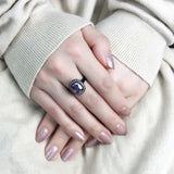 TK3512 - IP Black(Ion Plating) Stainless Steel Ring with AAA Grade CZ in Amethyst - Alamode - Flyclothing LLC
