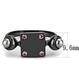 TK3513 - IP Light Black (IP Gun) Stainless Steel Ring with Synthetic Pearl in Gray - Alamode - Flyclothing LLC