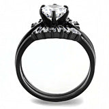 TK3514 - IP Black(Ion Plating) Stainless Steel Ring with AAA Grade CZ in Clear - Alamode - Flyclothing LLC