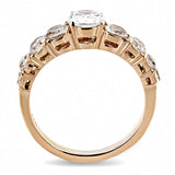 TK3516 - IP Rose Gold(Ion Plating) Stainless Steel Ring with AAA Grade CZ in Clear - Alamode - Flyclothing LLC