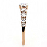 TK3516 - IP Rose Gold(Ion Plating) Stainless Steel Ring with AAA Grade CZ in Clear - Alamode - Flyclothing LLC