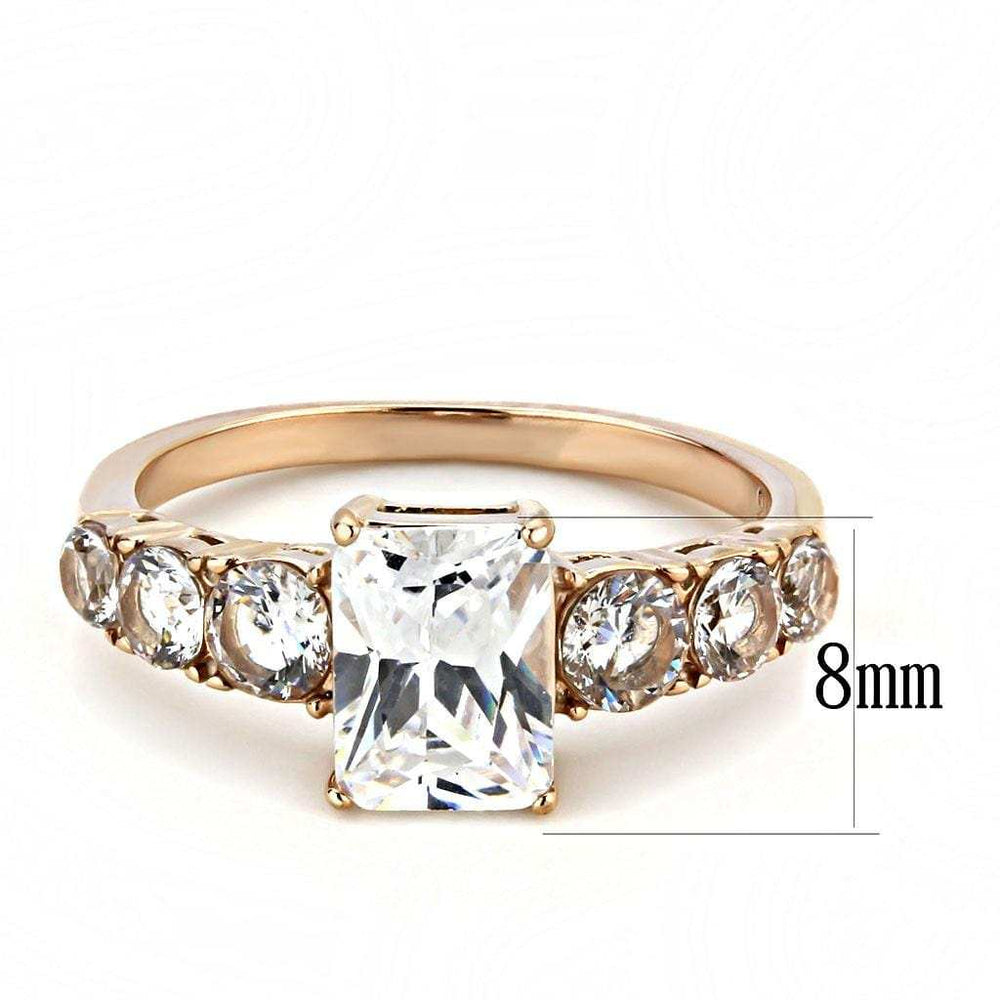 TK3517 - IP Rose Gold(Ion Plating) Stainless Steel Ring with AAA Grade CZ in Clear - Alamode - Flyclothing LLC