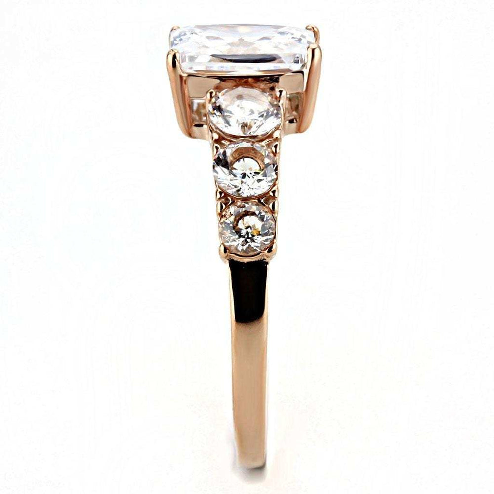 TK3517 - IP Rose Gold(Ion Plating) Stainless Steel Ring with AAA Grade CZ in Clear - Alamode - Flyclothing LLC