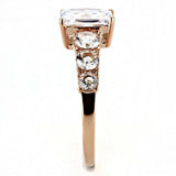 TK3517 - IP Rose Gold(Ion Plating) Stainless Steel Ring with AAA Grade CZ in Clear - Alamode - Flyclothing LLC
