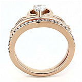 TK3518 - IP Rose Gold(Ion Plating) Stainless Steel Ring with AAA Grade CZ in Clear - Alamode - Flyclothing LLC
