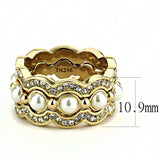 TK3520 - IP Gold(Ion Plating) Stainless Steel Ring with Synthetic Pearl in White - Alamode - Flyclothing LLC
