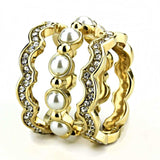 TK3520 - IP Gold(Ion Plating) Stainless Steel Ring with Synthetic Pearl in White - Alamode - Flyclothing LLC
