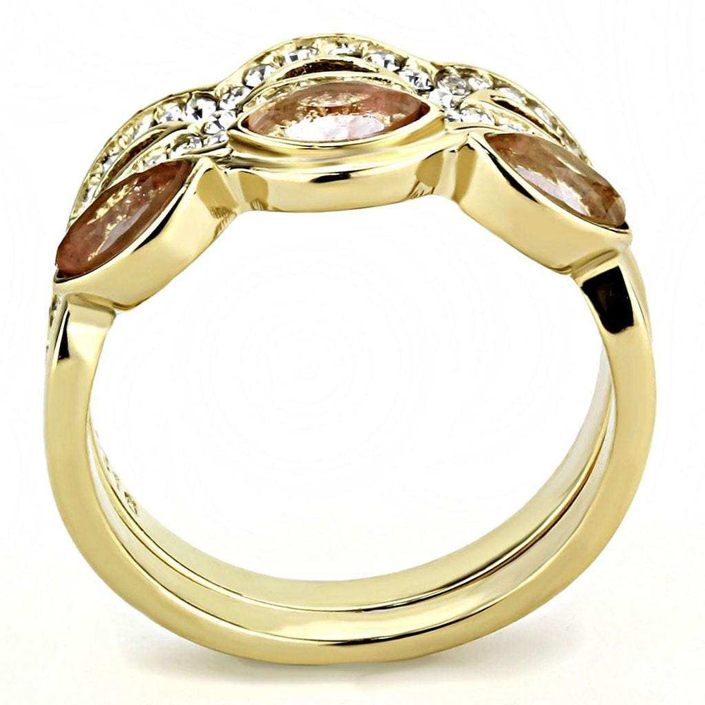TK3521 - IP Gold(Ion Plating) Stainless Steel Ring with Synthetic Synthetic Glass in Light Peach - Alamode - Flyclothing LLC