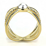 TK3522 - IP Gold(Ion Plating) Stainless Steel Ring with Synthetic Pearl in White - Alamode - Flyclothing LLC