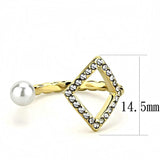 TK3523 - IP Gold(Ion Plating) Stainless Steel Ring with Synthetic Pearl in White - Alamode - Flyclothing LLC