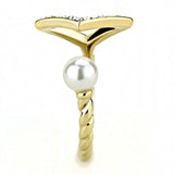 TK3523 - IP Gold(Ion Plating) Stainless Steel Ring with Synthetic Pearl in White - Alamode - Flyclothing LLC