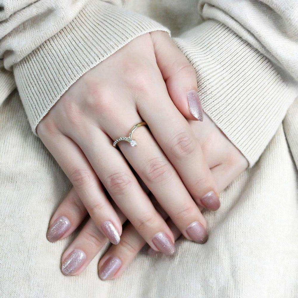 TK3524 - IP Gold(Ion Plating) Stainless Steel Ring with AAA Grade CZ in Clear - Alamode - Flyclothing LLC