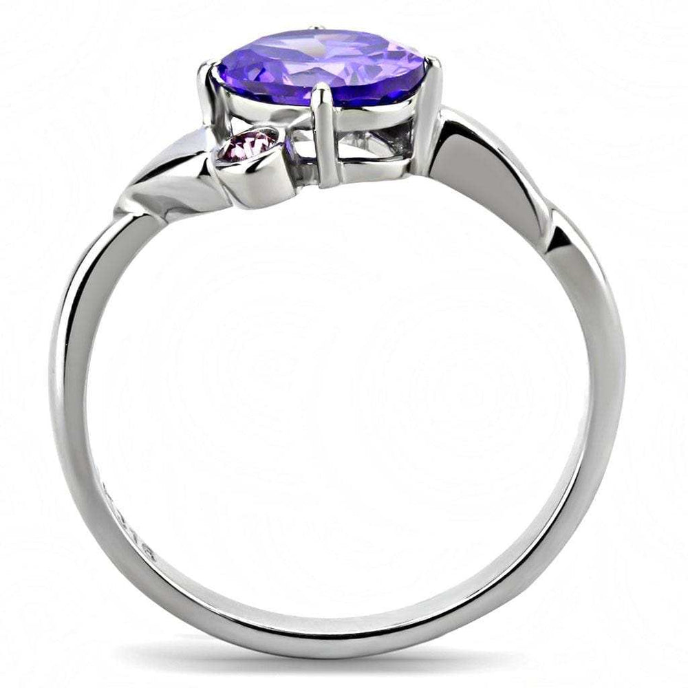 TK3525 - High polished (no plating) Stainless Steel Ring with AAA Grade CZ in Tanzanite - Alamode - Flyclothing LLC