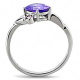 TK3525 - High polished (no plating) Stainless Steel Ring with AAA Grade CZ in Tanzanite - Alamode - Flyclothing LLC