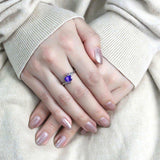 TK3525 - High polished (no plating) Stainless Steel Ring with AAA Grade CZ in Tanzanite - Alamode - Flyclothing LLC